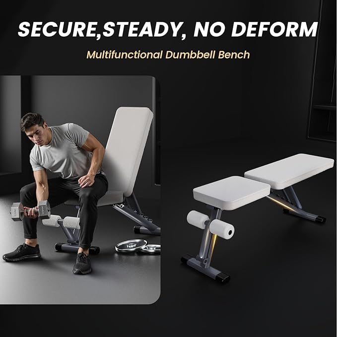 Adjustable Weight Bench for Home Gym, Stable Folding Workout Bench for Dumbbell & Full Body Strength Training