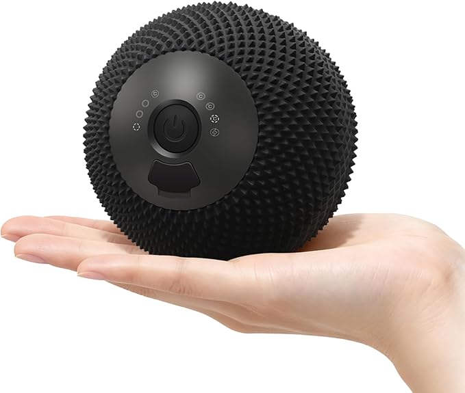 Heating Vibrating Massage Ball with 7 Modes & Memory Function for Myofascial Release, Deep Tissue and Trigger Point Muscle Therapy - Targets Back, Hip, Leg, Neck & Foot (Black)