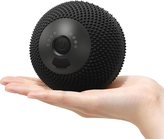 Heating Vibrating Massage Ball with 7 Modes & Memory Function for Myofascial Release, Deep Tissue and Trigger Point Muscle Therapy - Targets Back, Hip, Leg, Neck & Foot (Black)