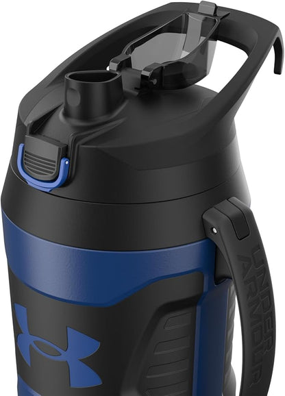 Under Armour Half Gallon Water Bottle Insulated, 64oz Insulated Water Bottle with Handle, Fence Hook, Leak Resistant, for Baseball, Football & More, Royal/Black