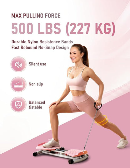 Waist Twister Machine with Smart Digital Counter and Resistance Bands 300 Lbs Capacity, Noiseless Ab Twister Board for Home Exercise, Fitness Equipment Ideal for Women to Burn Belly Fat and Tone Body