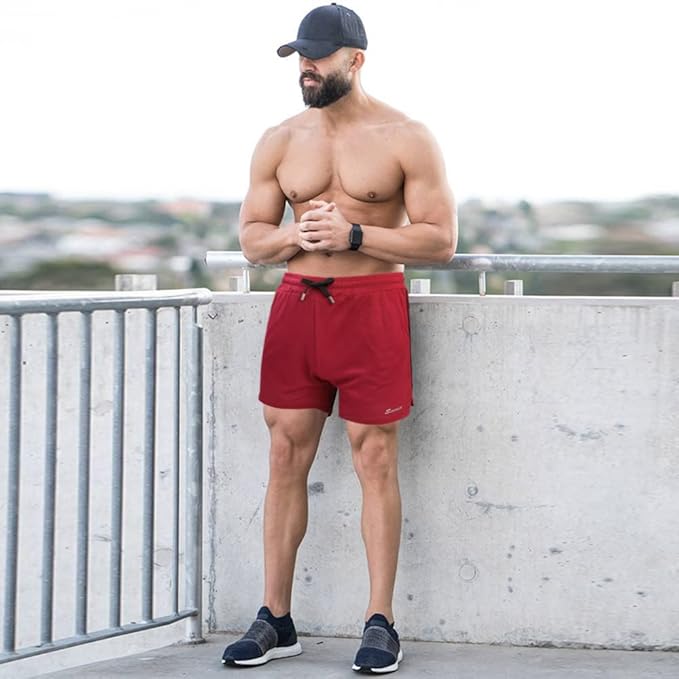 Surenow Mens Running Gym Shorts 3 Inch Breathable Lightweight Athletic Sport Shorts Training Workout Shorts with Pockets