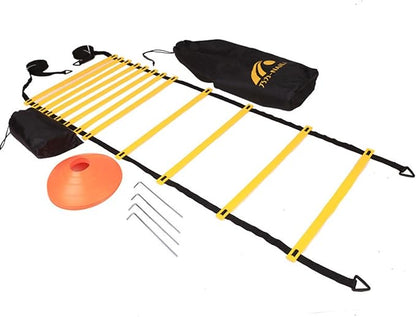 TopHomer Agility Ladder Speed Training Equipment Set Football Training Equipment Set Includes Agility Ladder Resistance Parachute Agility Disc Cones Steel Pegs