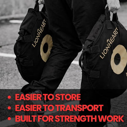 Lionheart Sand Bag Weight Plates Set | Sandbags for Working Out | Home Gym Bumper Plates | Travel-Friendly Sandbag for Fitness & Weight Training | Unfilled 10, 15, 25, 35, 45 lb Plates (Set of 2)