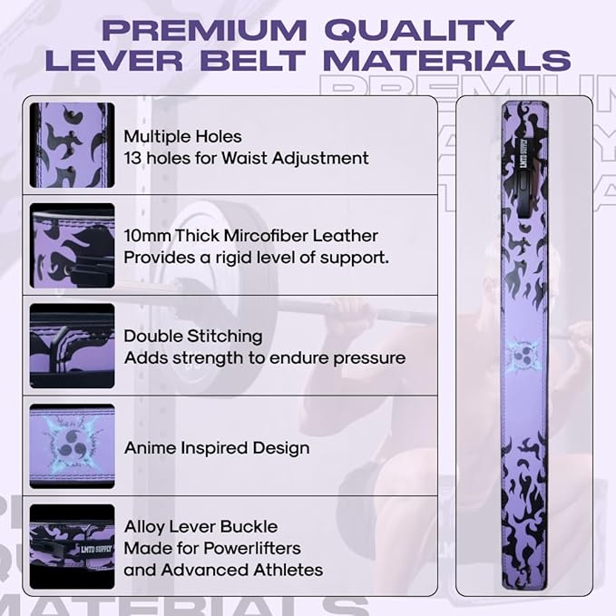 Anime Lever Belt, Weight Lifting Belt, Heavy Duty Powerlifting Weightlifting Gym Belt for Deadlifts Squats Back Support