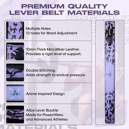 Anime Lever Belt, Weight Lifting Belt, Heavy Duty Powerlifting Weightlifting Gym Belt for Deadlifts Squats Back Support