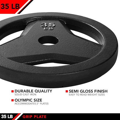 JFIT Olympic 2 Inch Grip Plates and Bumper Plates for Barbell - Single Weights or Sets of 2 (Muliple Weights)