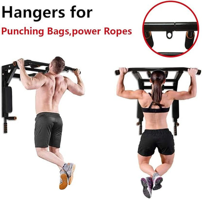 BDL Wall Mounted Pull Up Bar Chin Up bar Multifunctional Dip Station for Indoor Home Gym Workout, Power Tower Set Training Equipment Fitness Dip Stand Supports to 440 Lbs
