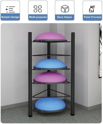 Balance Ball Half Rack 3/5/6/7 Tiers, Iron Half Exercise Balls Holder for Yoga Ball, Home Gym Studios Standing Balls Balance Trainer Shelf
