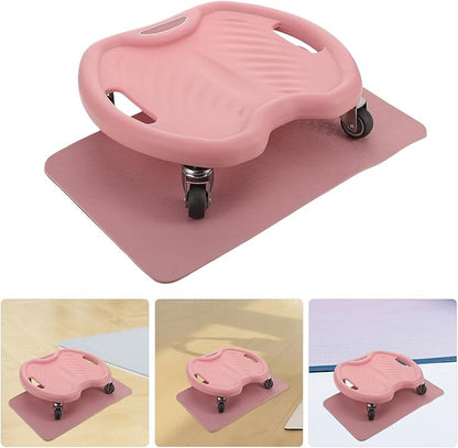 PRETYZOOM 4-wheel Ab Roller Core Strengthening Abdominal Trainer with Quiet Sliding Wheels and Knee Pad, Pink Fitness Equipment for Home and Travel Exercise