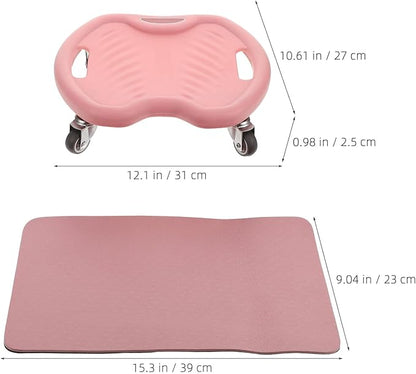 Ab Wheel Roller with Knee Pad, Silent Four-wheel Abdominal Core Trainer, Portable Fitness Equipment for Home and Travel Ab Workout