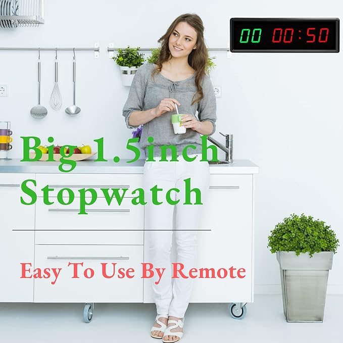 LED Interval Timer Count Down/Up Clock Stopwatch with Remote for Home Gym Fitness