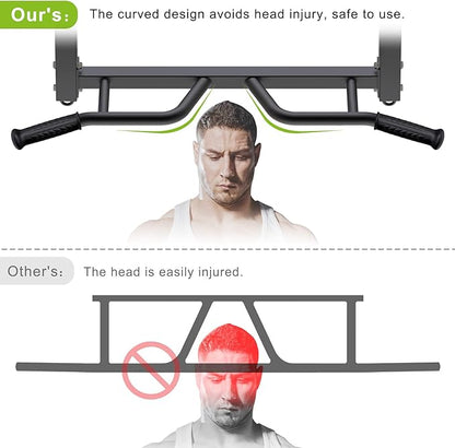 Kipika 32" Ceiling Mounted Pull Up Bar - Heavy Duty, Highly Adjustable, Multifunctional Chin Up Bar - Home Gym System with Punching Bag Hanger and Resistance Bands Training