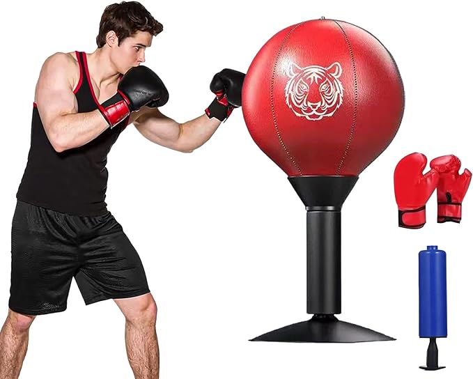 Desktop Punching Bag, Stress Buster with Suction Cup for Office Table and Counters,Super Strong Suction Speed Balls Heavy Duty Stress Relief Boxing Bag,Gag Gifts for Boss or Coworker