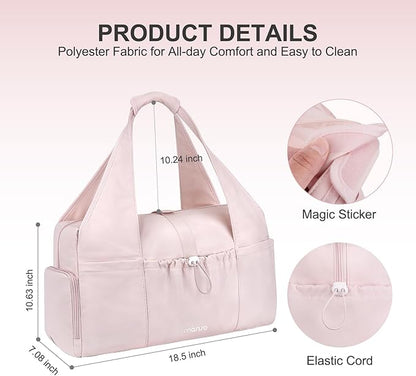 MOSISO Gym Bag for Women, Travel Duffle Weekender Overnight Workout Carry on Small Tote Sport Gym Duffle Bag with Shoe Compartment&Wet Pocket&Drawstring Pocket for Fitness, Yoga, Weekend, Pink
