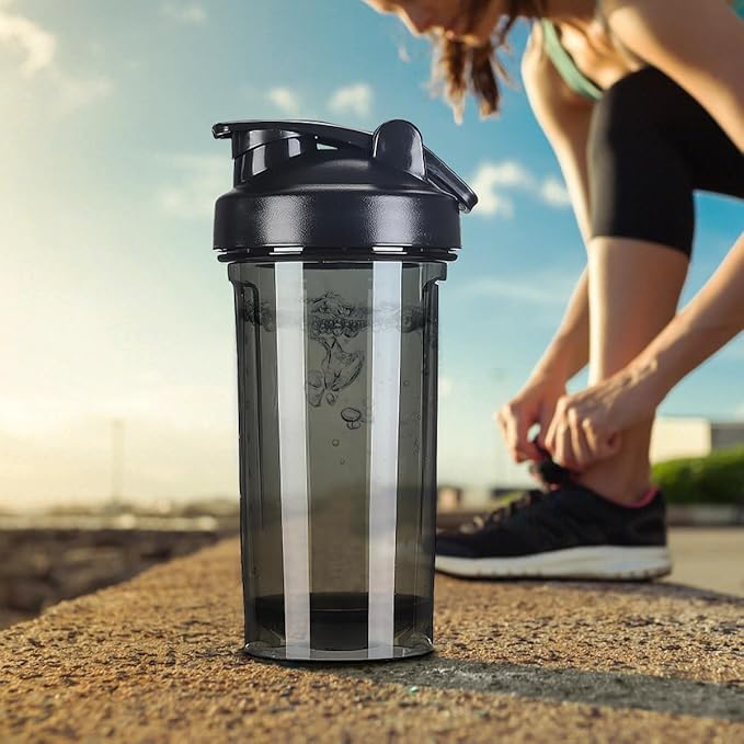 Custom Shaker Bottles 18 oz Personalized Leak Proof Sports Shaker Cups with Your Own Logo Name Photo, Perfect for Gym, Travel, Outdoor Sports, PureBlack