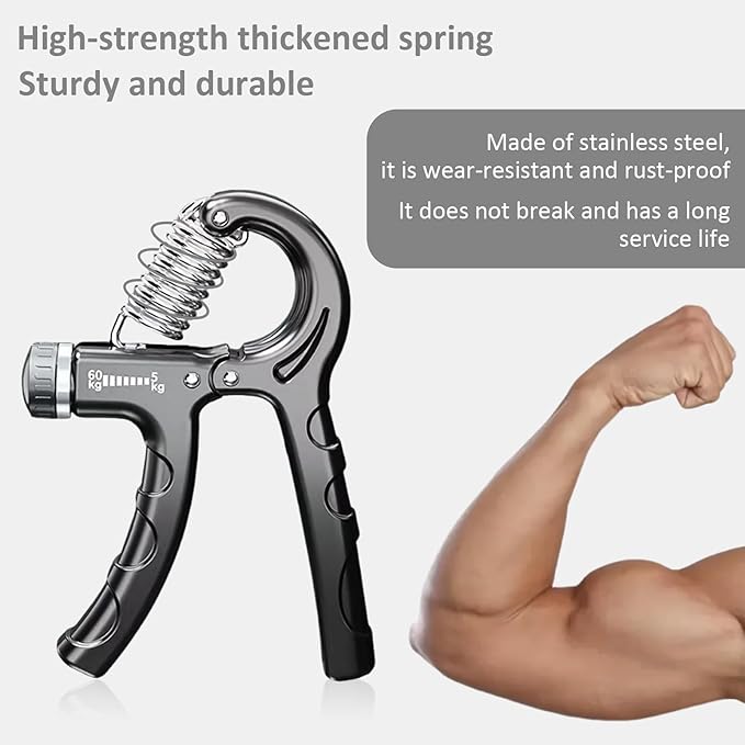 Grip Strength Trainer,Adjustable Resistance 5-60kg Hand Grip Strengthener,Hand Exerciser for Muscle Building