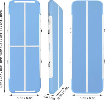 FBSPORT Inflatable Air Gymnastics Mat Training Mats 4/8 inches Thickness Gymnastics Tracks for Home Use/Training/Cheerleading/Yoga/Water with Pump