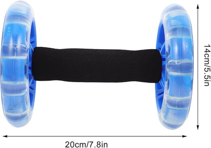 Dual Wheel Ab Roller Fitness Wheel Core Strength Trainer Blue for Home Gym Workout and Weight Loss Equipment