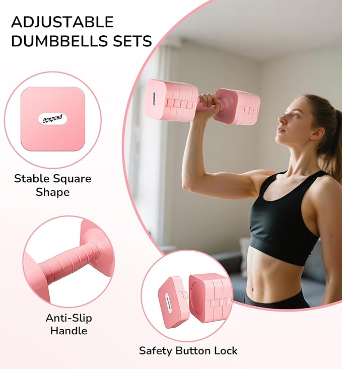16LBS/20LBS Dumbbells Sets Adjustable Dumbbell Set Hand Weights for Women Men Free Weights Dumbbells Set Exercise Fitness dumbbell sets of 2 for Home Gym Workout Strength Training Equipments