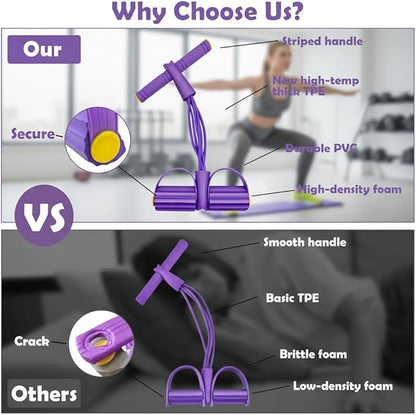 6-Tube Foot Pedal Resistance Bands with Handles | Figure 8 Resistance Band, Full Body Workout Kit for Home Gym, Strength & Toning | Portable Fitness Equipment for Legs, Arms, Core & Glutes