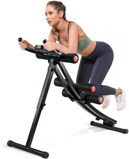 Fitness machine, home gym ABS fitness equipment, women's full body fitness waist trainer, adjustable abdominal tightener, folding core ABS fitness machine with resistance band and LCD display