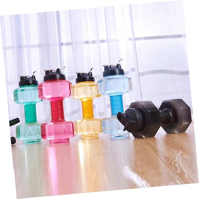 Dumbbell Shape Water Bottle 11.02In Large Capacity Petg Fitness Water Cup Portable Sports Kettle for Gym Work School Arm Exercise