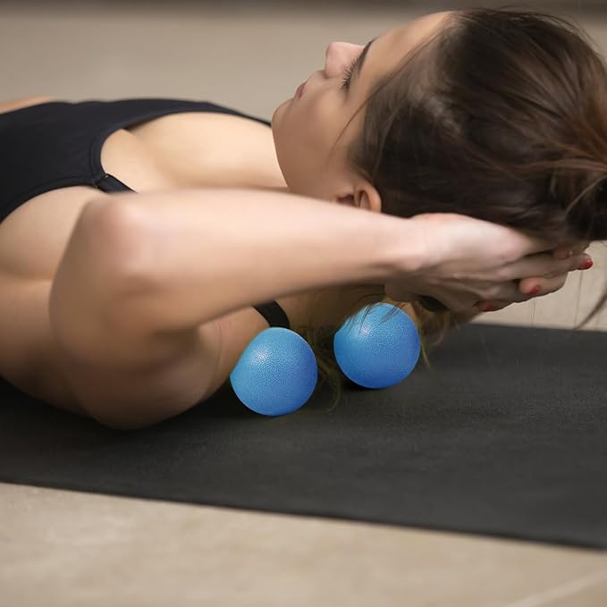 2-Pack Firm Lacrosse Massage Balls- for Deep Tissue, Trigger Point & Myofascial Release Therapy, Relieve Muscle Knots (Light Blue)