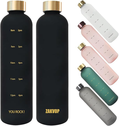 32oz Water Bottles with Times to Drink, Motivational Water Bottle with Time Marker, BPA Free Reusable Water Bottle with Hydrating Reminder for Gym Fitness Workout Travel