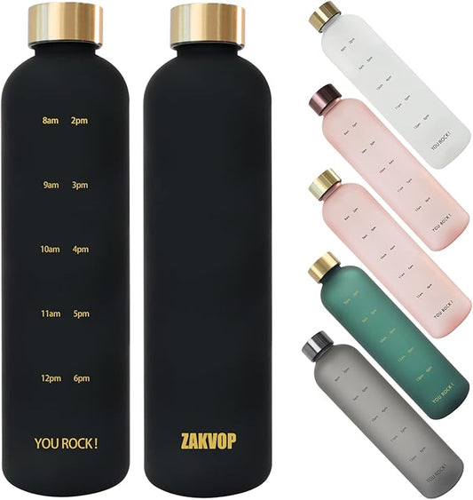 32oz Water Bottles with Times to Drink, Motivational Water Bottle with Time Marker, BPA Free Reusable Water Bottle with Hydrating Reminder for Gym Fitness Workout Travel