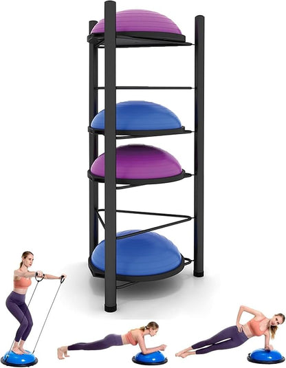 Balance Ball Half Rack 3/5/6/7 Tiers, Iron Half Exercise Balls Holder for Yoga Ball, Home Gym Studios Standing Balls Balance Trainer Shelf