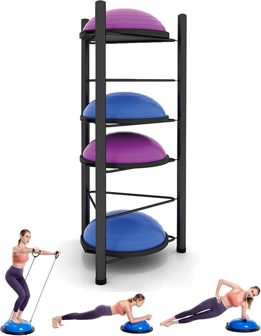 Balance Ball Half Rack 3/5/6/7 Tiers, Iron Half Exercise Balls Holder for Yoga Ball, Home Gym Studios Standing Balls Balance Trainer Shelf
