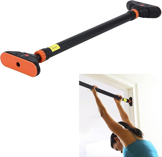 Pull Up Bar for Doorways, Chin Up Bar with Level Meter and Adjustable Width for Strength Training,No Screws Required, Weight Capacity 440 LBS,Orange