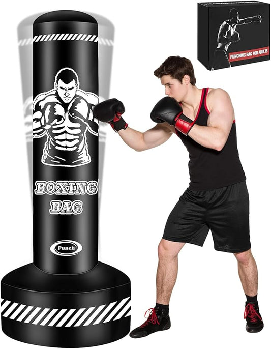 Heavy Freestanding Punching Bag for Adults, 70'' Standing Punching Bag Heavy Bag with Boxing Gloves, Women Men Boxing Training Equipment Kickboxing Bags for Beginners Training MMA Fitness Home Gym