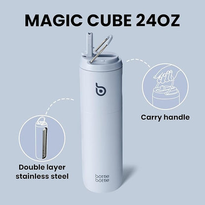 BOTTLE BOTTLE Insulated Water Bottle 24oz with Straw Lid and Handle for Sports Travel Gym Stainless Steel Water Bottles Double-Wall Vacuum Metal Leak Proof BPA-Free