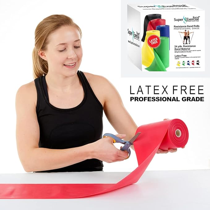Resistance Band for Working Out | Super Exercise Bands 8,16,24 Yard Bulk Rolls |10 Strengths in Light Medium and Heavy Resistance Bands | Latex Free Workout Bands Including App and e-Book