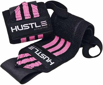 Hustle Athletics Wrist Wraps for Weightlifting - 18" & 12" Premium Wrist Support Weight Lifting Wraps to Lift Heavier & Train Harder - Heavy Duty Powerlifting & Bench Press Gym Straps for Men & Women