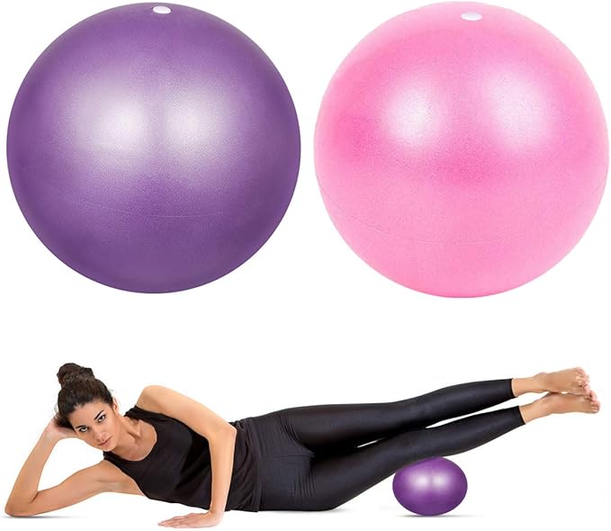 2pcs Mini Exercise Ball 9inch/23cm Small Yoga Ball Soft Pilate Ball Home Training Ball, Anti Burst and Slip, with Inflatable Straw for Therapy, Barre, Core Training