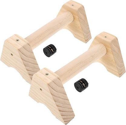 Totority Wood Push up Bars Stands for Men and Women, Beech Wood Parallettes with Non-slip Base, Strength Training Exercise Handles for Home Gym and Calisthenics Workouts (1 Pair, 30cm)