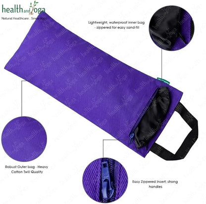 SoulGenie HealthAndYoga™ Yoga Sand Bags - Double Bag with Inner Waterproof Bag - Prop for Adding Weight and Support (Black)