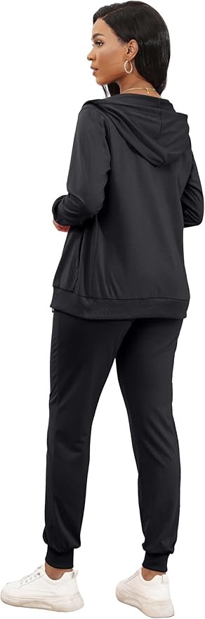 CLOCOR Track Suits for Women Set - Casual 2 Piece Outfits Sweatsuit Pocket Hoodies Long Sleeve with Patchwork Pants Set