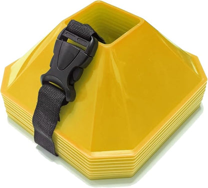 Sports Square Training Cones (Set of 10) - APEX PRO Sports - Training Cones with Carry Strap for Training, Soccer, Football, Basketball,Kids and Other Sports and Games