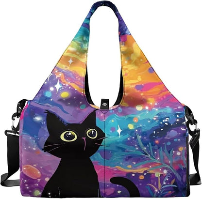 Gym Bag with Yoga Mat Holder Large Tote Bag With Multi Pockets for Women Men Dry Wet Separated Pocket Carryall Yoga Tote Bag for Pilates Travel Workout Office