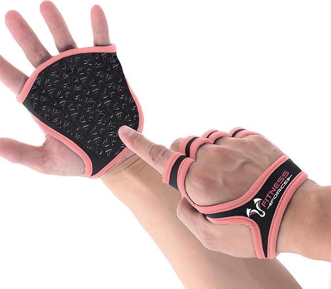 FITNESS FORCE Workout Gloves for Men & Women Partial Weight Lifting Gloves Non-Slip Gym Grip for Weight Lifting Calluses Guard Fingerless Exercise Gloves with Full Palm Protection