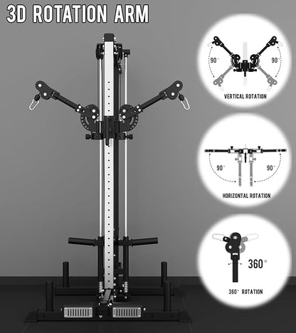 Eonfit E1 2.0 Wall Mounted Cable Machine for Home Gym, LAT Pulldown, Functional Trainer, Cable Crossover Machine Workout Station Pulley System Cable Tower with Leg Holder, Foot Board