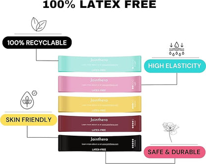 Premium Latex Free Resistance Bands for Working Out - Set of 5 + Carrying Bag | Non Latex Mini Loop Workout Bands Resistance for Women and Men | Physical Therapy, Legs Exercise and Pilates