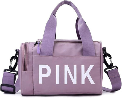 Mini Small Crossbody Bag Gym Bag for Women Men, Cute Small Duffle Bag Aesthetic Sports Handbag, Waterproof Gym Tote Bag Portable Fitness Shoulder Bag for Sports Travel (Purple-a)