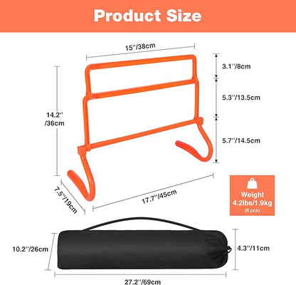 Lineslife Adjustable Agility Hurdles,4 Height Speed Training Hurdles, Portable Speed Training Equipment with Carry Bag for for Athletes,Kids,Soccer,Basketball