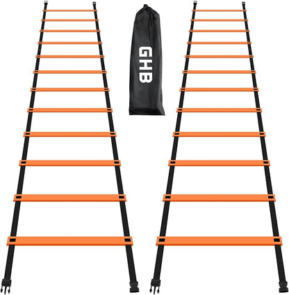 GHB Pro Agility Ladder Agility Training Ladder Speed 12 Rung 20ft with Carrying Bag