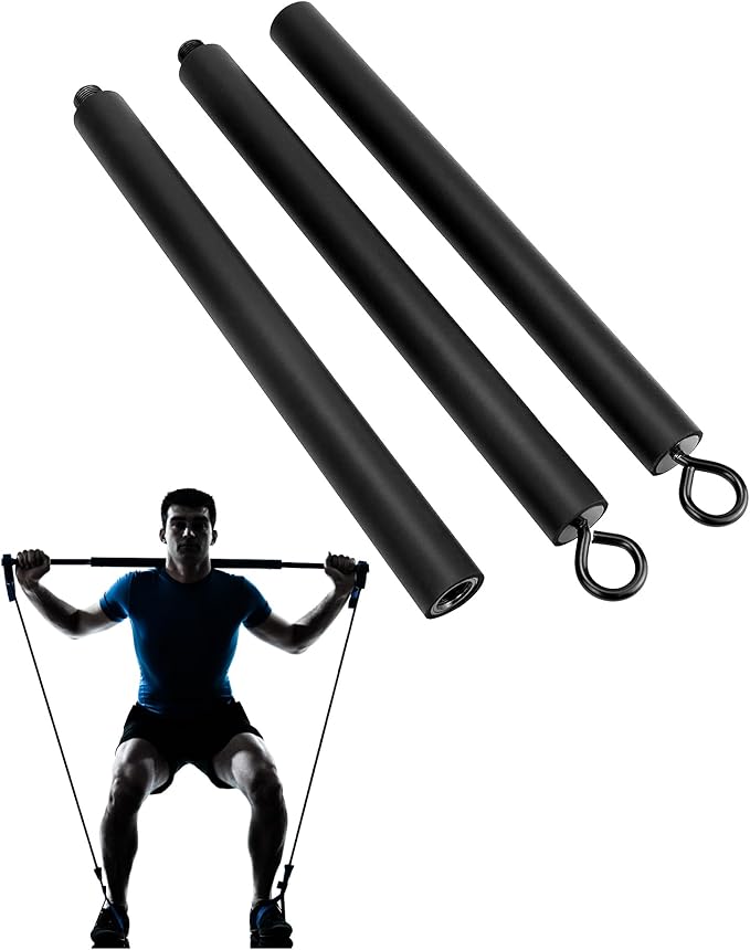 QWORK Resistance Band Bar Only, 108CM Adjustable Training Stick – Fits Most Loop Bands for Home, Gym & Travel Workouts